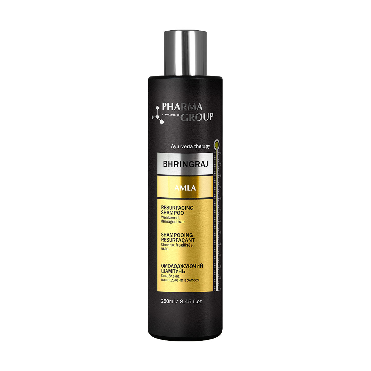 Омолоджувальний шампунь Pharma Group Bhringraj + Amla Resurfacing Shampoo для ослабленого та пошкоженого волосся, 250 мл